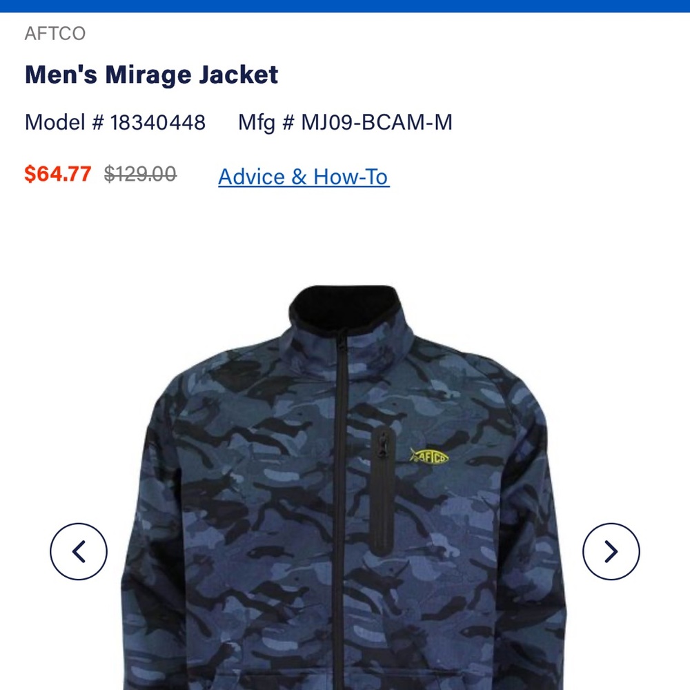 AFTCO Men's Windbreaker - Blue and Black Camo